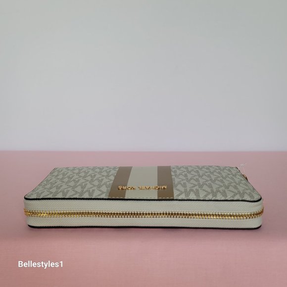 MICHAEL KORS Jet Set Travel Continental Signature Logo Colorblock Stripe Wallet - Picture 9 of 16